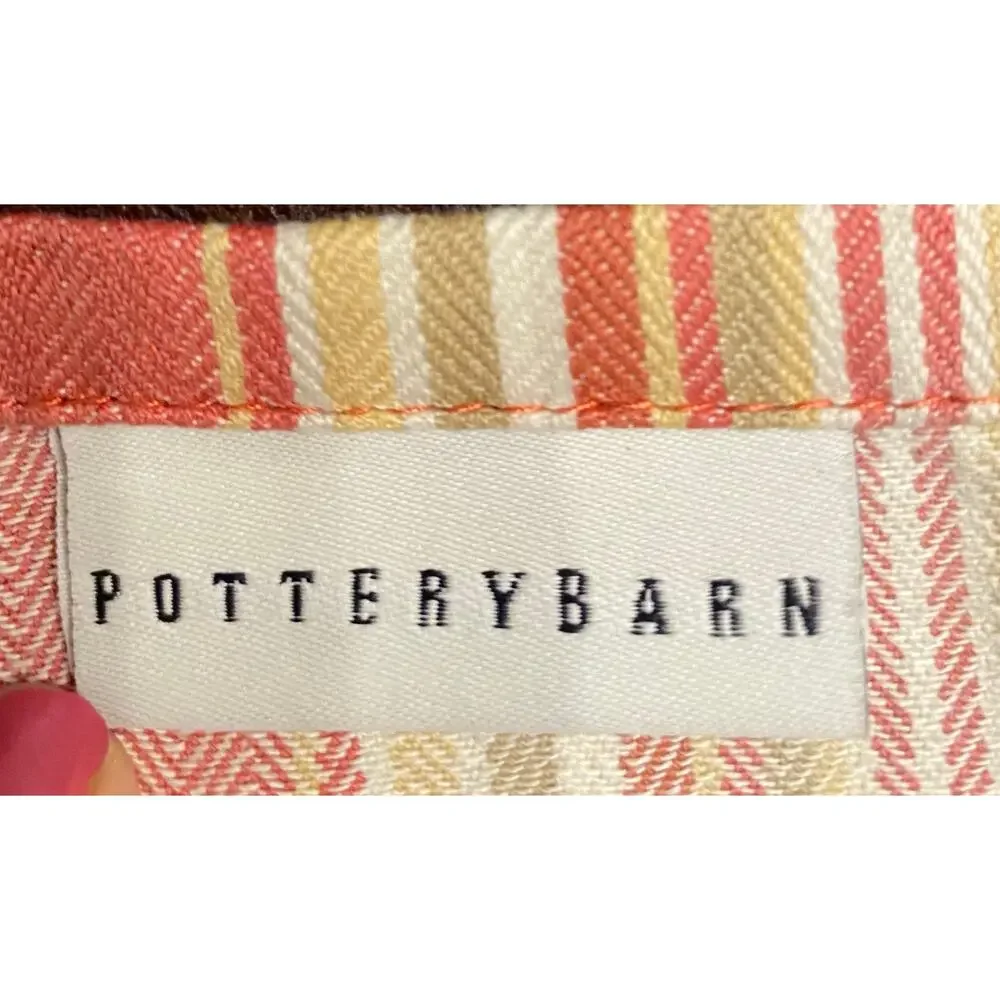 Pottery Barn Morgan Red Striped Cafe Valance Set of 2 44x13 Classic Y2K‎